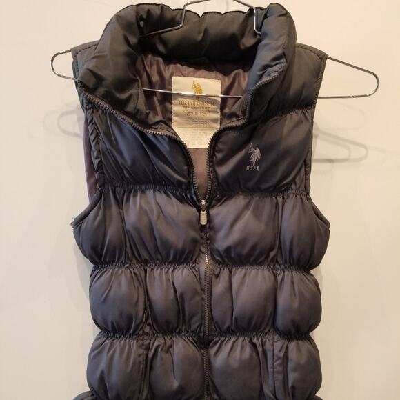 US Polo Association Puffer Vest Grey Green Down - like Full Zip Vest Size L - Picture 2 of 10